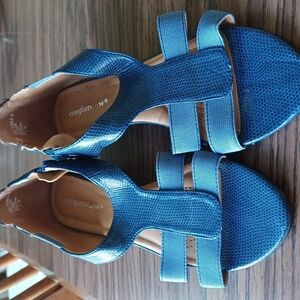 Croft & Barrow Women's Sandals - Blue, side zip, comfortable, 7